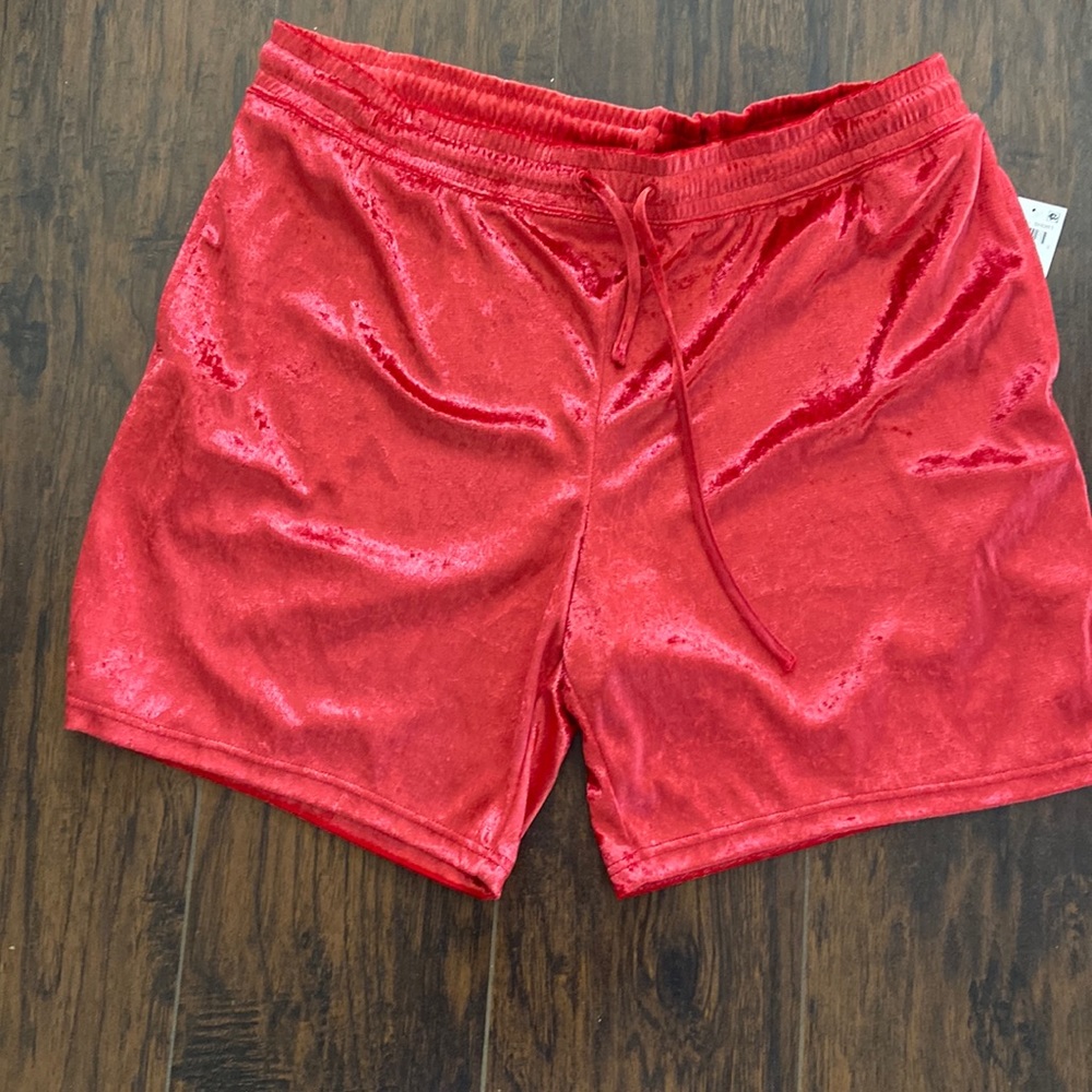 NWT Velvety red shorts xxl